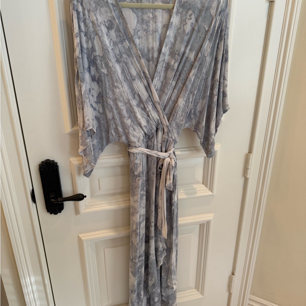 Elegant Gray Tie-Dye Women's Dress